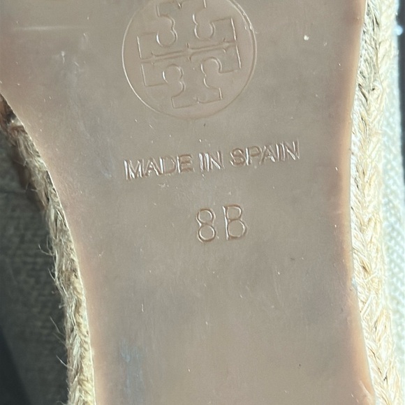 Tory Burch Women’s Filipa Metallic Linen Peep Toe Wedge Espadrille Preppy - Picture 8 of 11